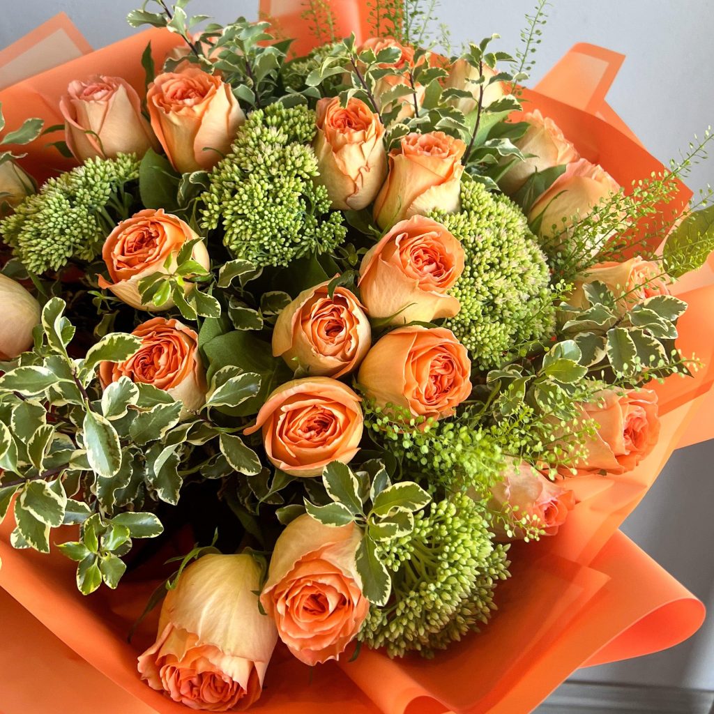 دسته گل رز نارنجی12